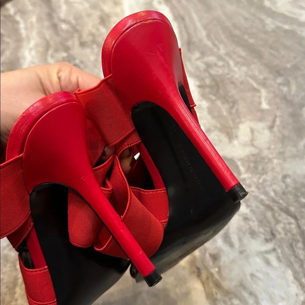 Zara Strappy Wrap Heels Red Sz 38
